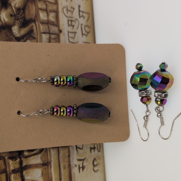 Elegant Aurora Borealis Crystal Dangle Earrings Set - Picture 1 of 8
